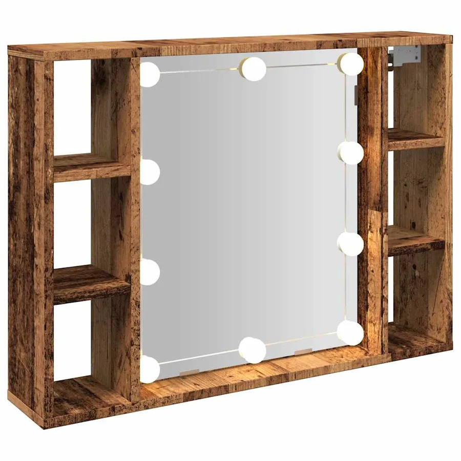 Armoire à miroir et LED vieux bois 76x15x55cm bois d'ingénierie - 6