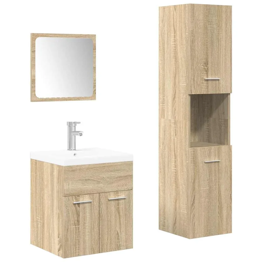 Ensemble de meubles de salle de bain 4 pcs chêne sonoma - 2