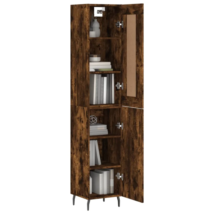 Buffet haut Chêne fumé 34,5x34x180 cm Bois d'ingénierie - 11