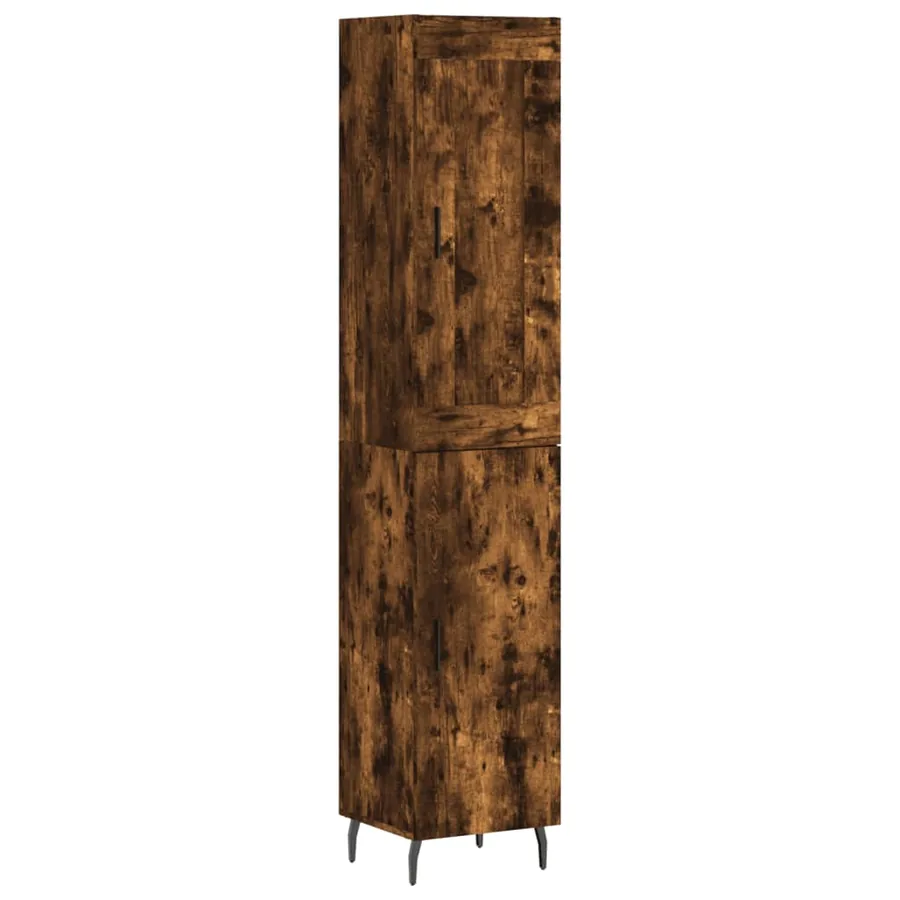Buffet haut Chêne fumé 34,5x34x180 cm Bois d'ingénierie - 2