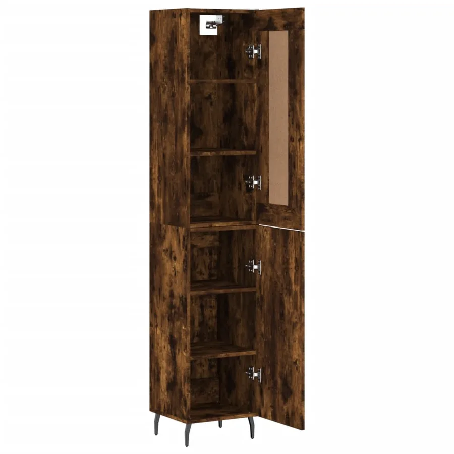 Buffet haut Chêne fumé 34,5x34x180 cm Bois d'ingénierie - 3