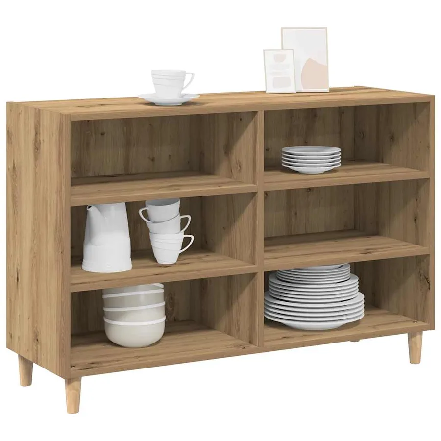 Buffet chêne artisanal 103,5x35x70 cm bois d'ingénierie - 4