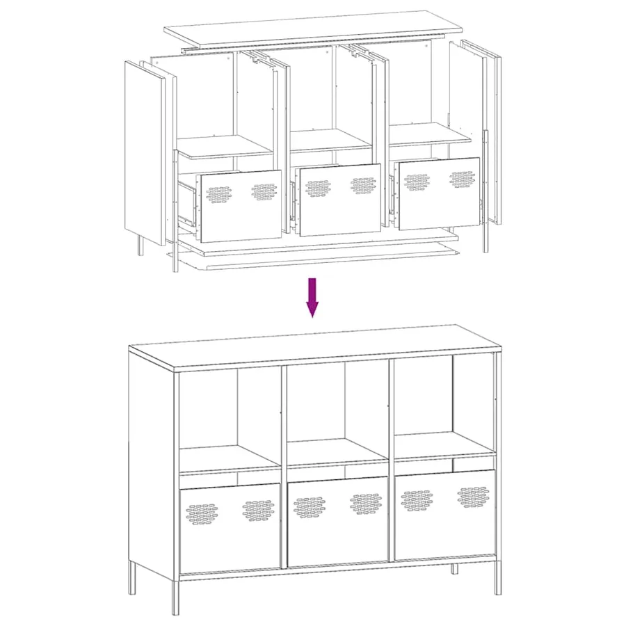Buffet anthracite 101,5x39x73,5 cm acier laminé à froid - 11