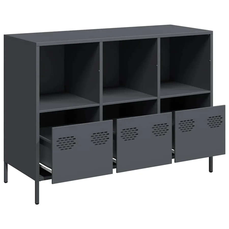 Buffet anthracite 101,5x39x73,5 cm acier laminé à froid - 4
