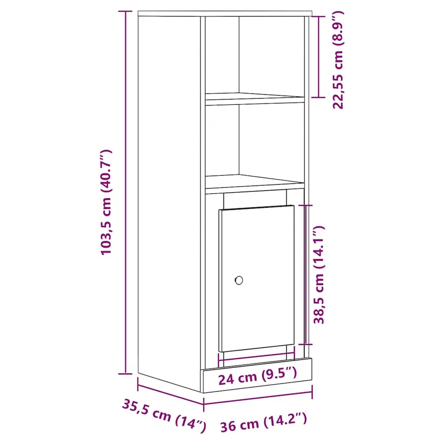 Buffet haut chêne artisanal 36x35,5x103,5 cm bois d'ingénierie - 10