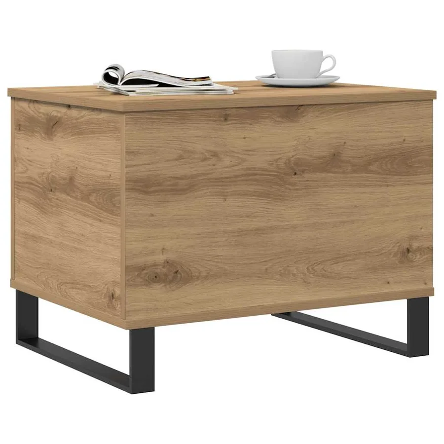 Table basse chêne artisanal 60x44,5x45 cm bois d'ingénierie - 3