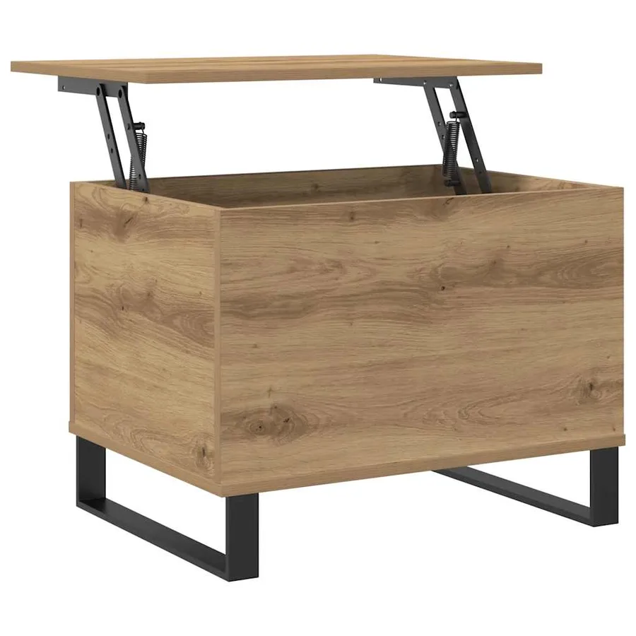 Table basse chêne artisanal 60x44,5x45 cm bois d'ingénierie - 4