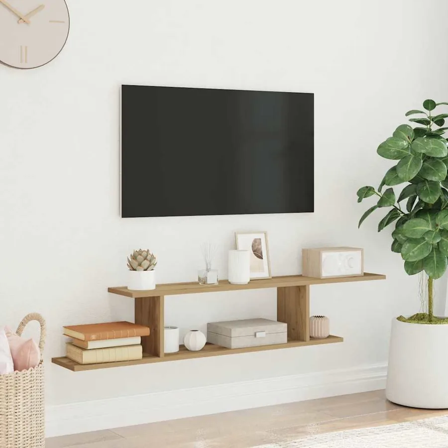 Étagère TV murale chêne artisanal 125x18x23cm bois d'ingénierie