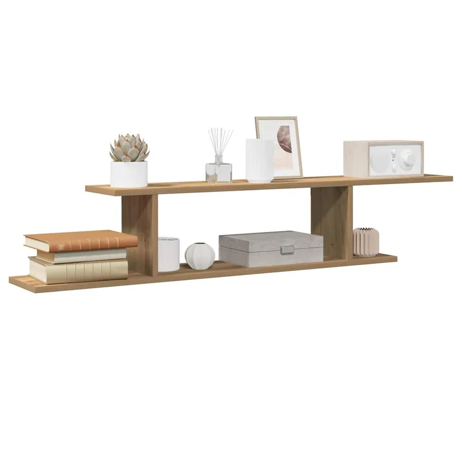 Étagère TV murale chêne artisanal 125x18x23cm bois d'ingénierie - 3