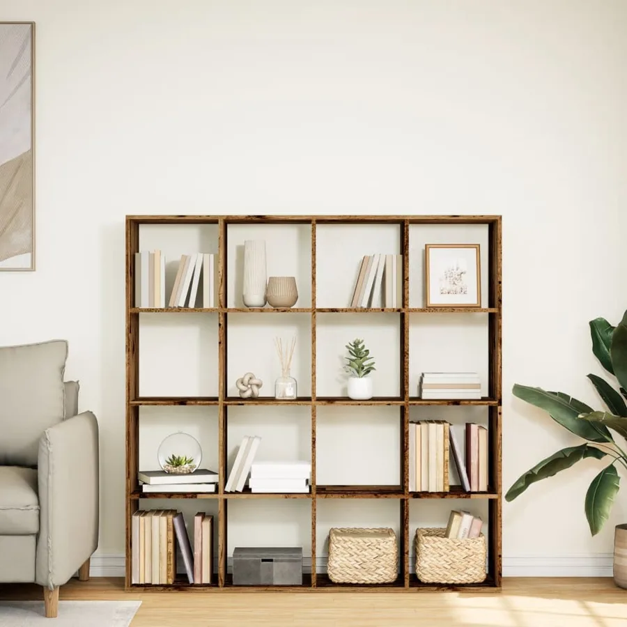 Bibliothèque vieux bois 137,5x29x137,5 cm bois d'ingénierie - 3