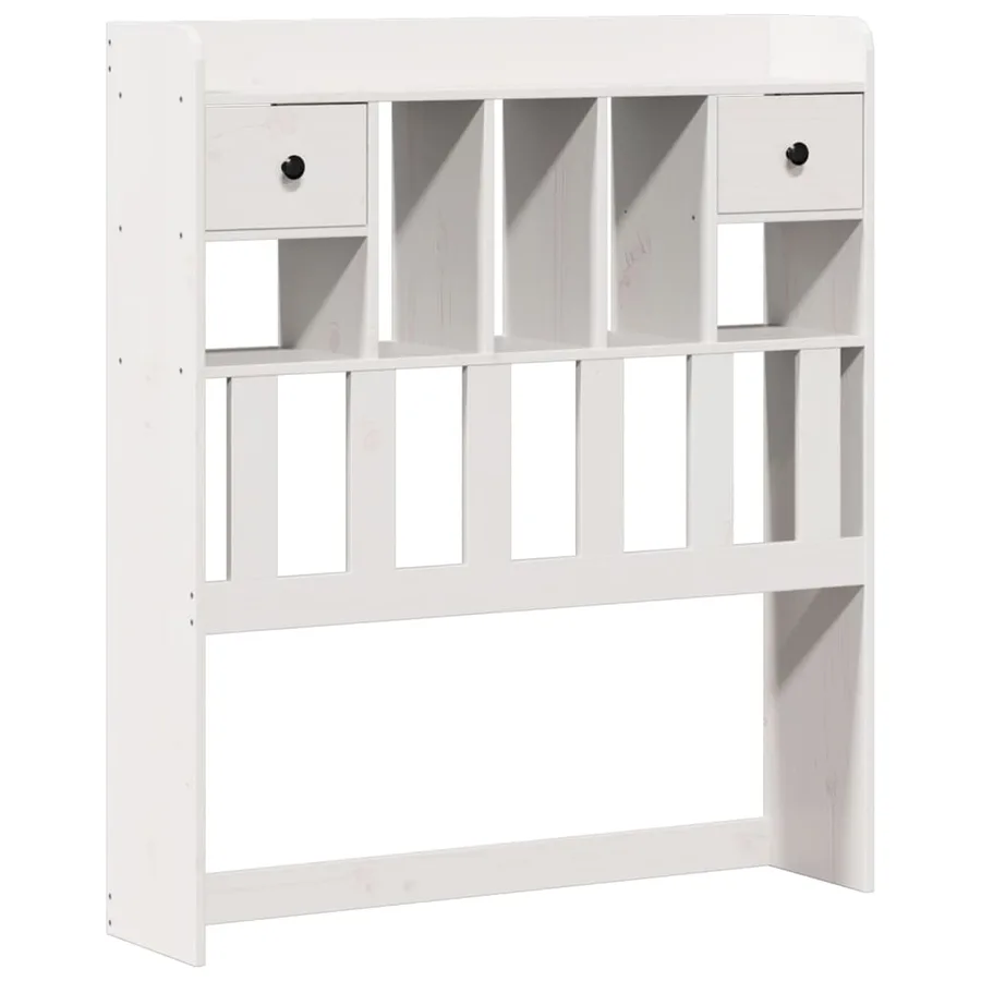 Lit bibliothèque sans matelas blanc 90x200cm bois de pin massif - 7