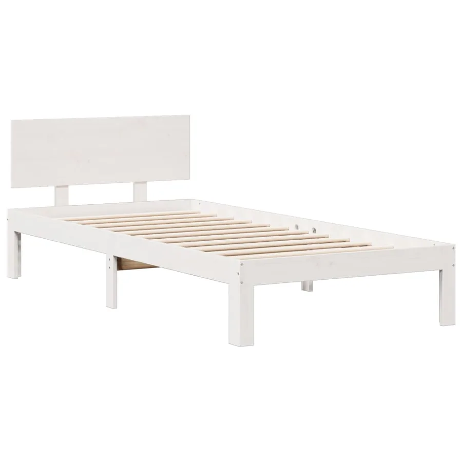 Lit bibliothèque sans matelas blanc 90x200cm bois de pin massif - 8