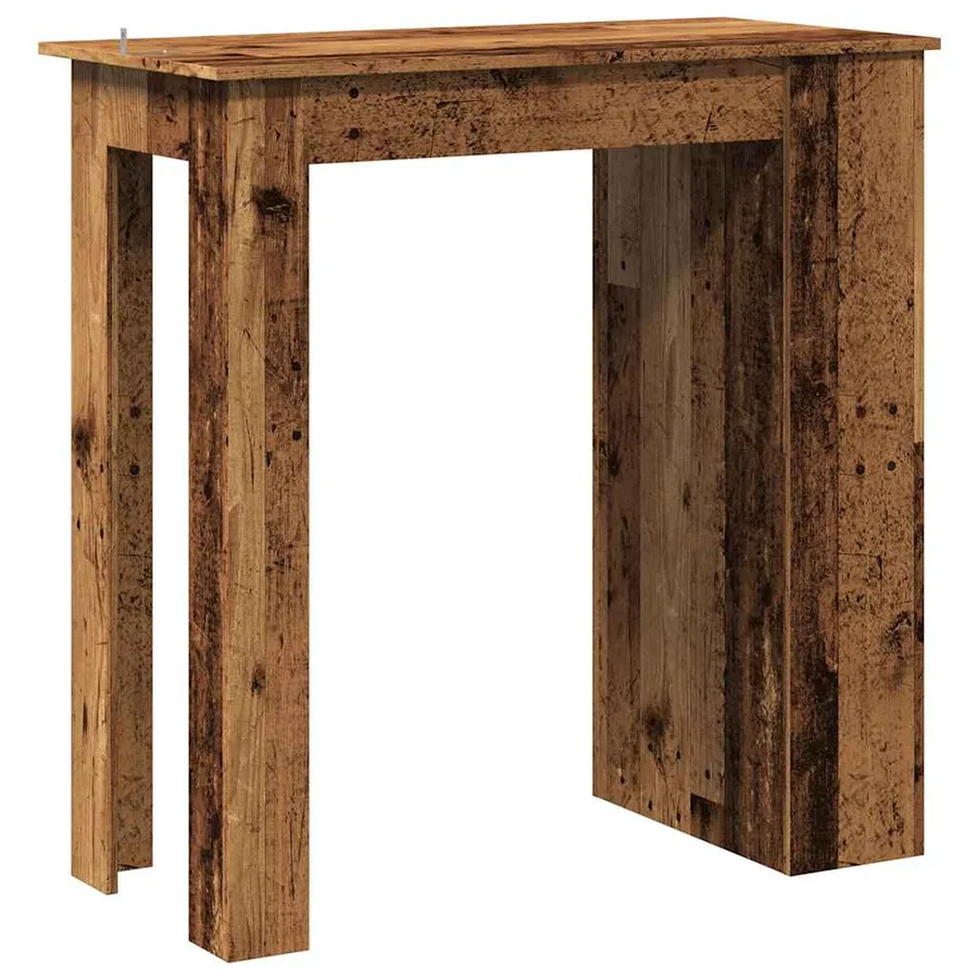 Table de bar et étagère de rangement vieux bois 102x50x103,5 cm - 6