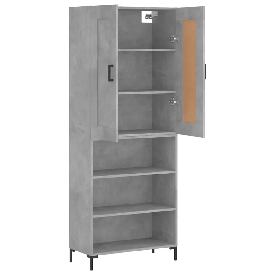 Buffet haut Gris béton 69,5x34x180 cm Bois d'ingénierie - 4