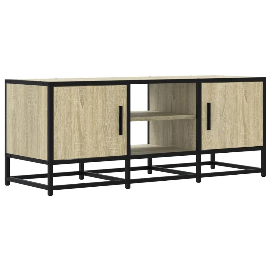 Meuble TV chêne sonoma 100x35x41 cm bois d'ingénierie et métal - 2