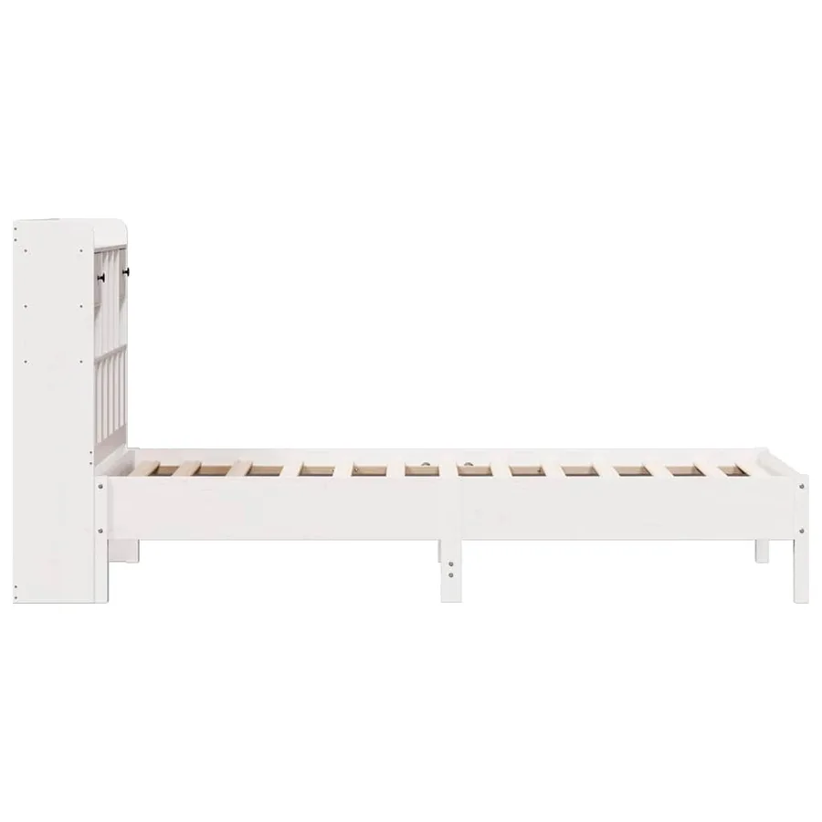 Lit bibliothèque sans matelas blanc 75x190cm bois de pin massif - 5
