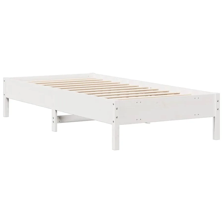 Lit bibliothèque sans matelas blanc 75x190cm bois de pin massif - 8