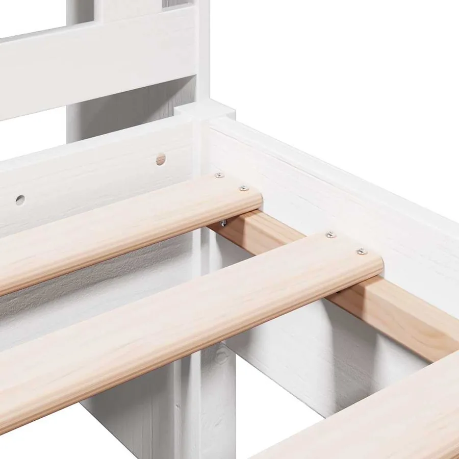 Lit bibliothèque sans matelas blanc 75x190cm bois de pin massif - 9