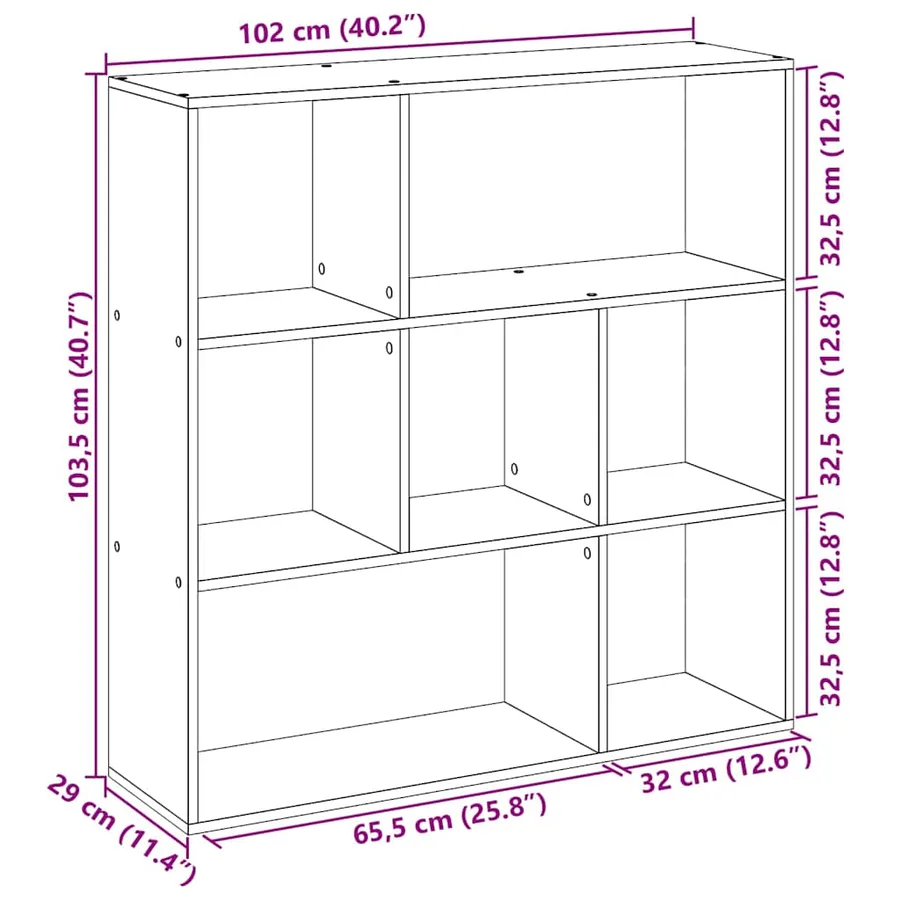 Étagère séparatrice de pièce chêne artisanal 102x29x103,5 cm - 11