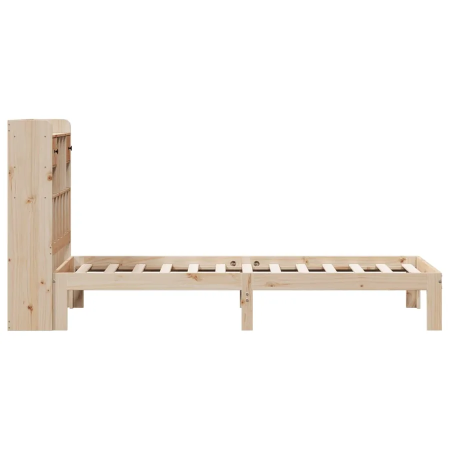 Lit bibliothèque sans matelas 90x200 cm bois de pin massif - 5