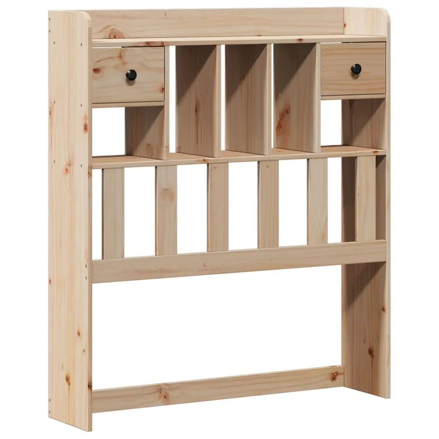 Lit bibliothèque sans matelas 90x200 cm bois de pin massif - 7