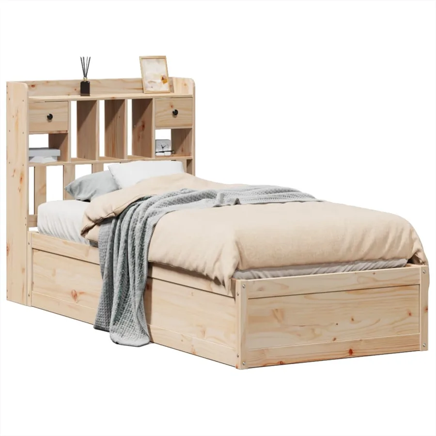 Cadre de lit sans matelas 75x190 cm bois de pin massif - 2