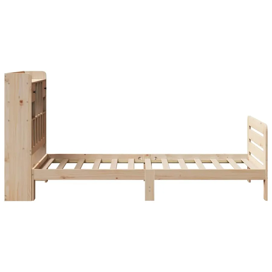 Lit bibliothèque sans matelas 90x200 cm bois de pin massif - 7