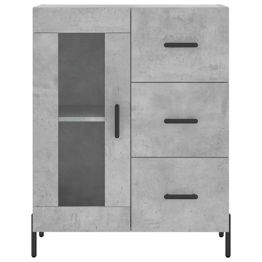 Buffet haut Gris béton 69,5x34x180 cm Bois d'ingénierie - 8