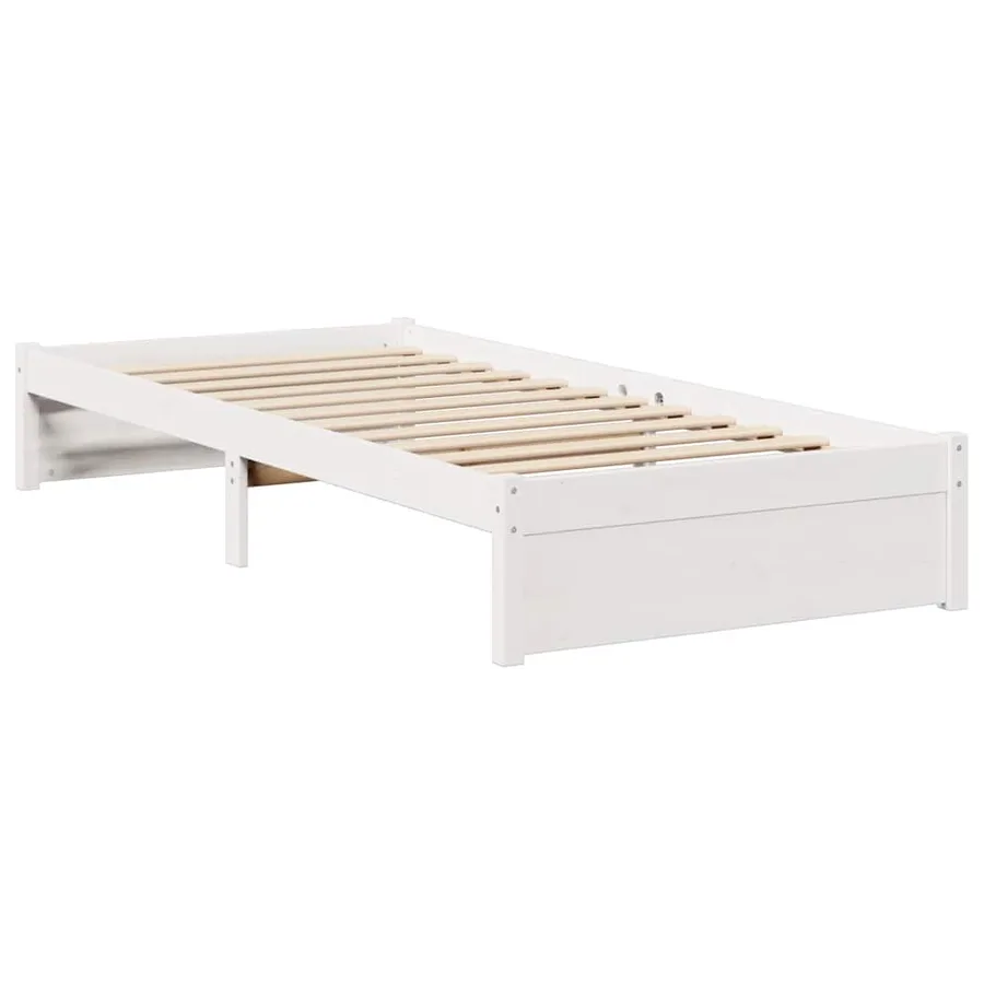Lit bibliothèque sans matelas blanc 75x190cm bois de pin massif - 5