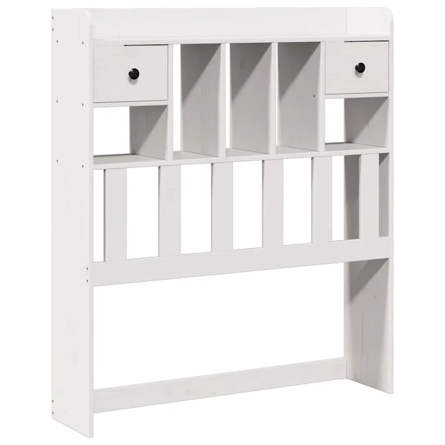 Lit bibliothèque sans matelas blanc 75x190cm bois de pin massif - 6
