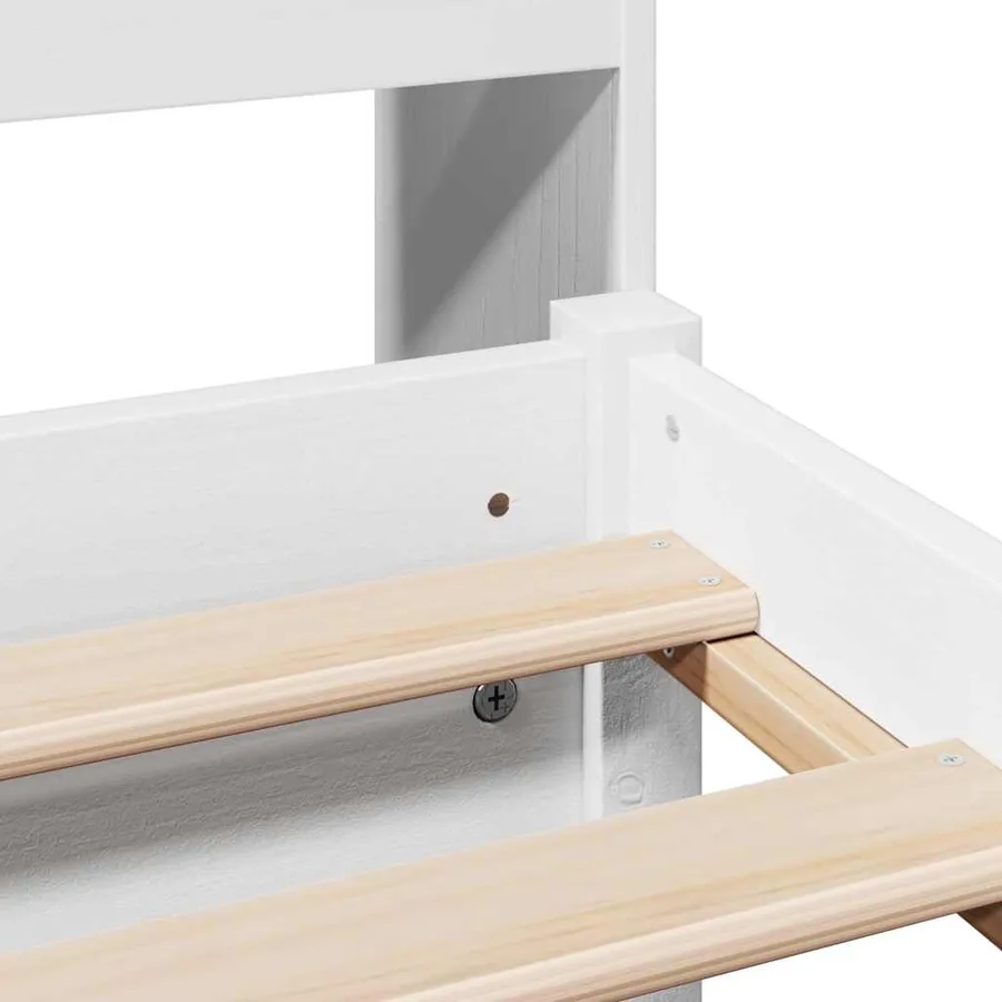 Lit bibliothèque sans matelas blanc 75x190cm bois de pin massif - 9
