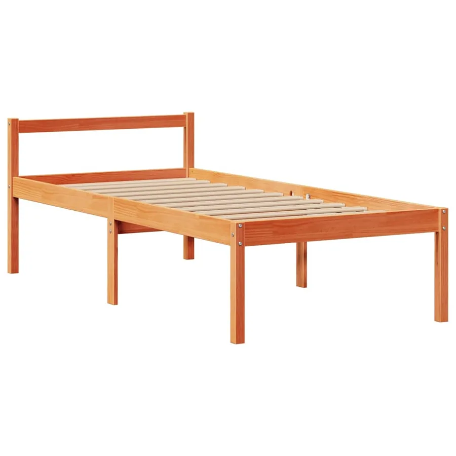 Lit bibliothèque sans matelas cire marron 75x190 cm pin massif - 8