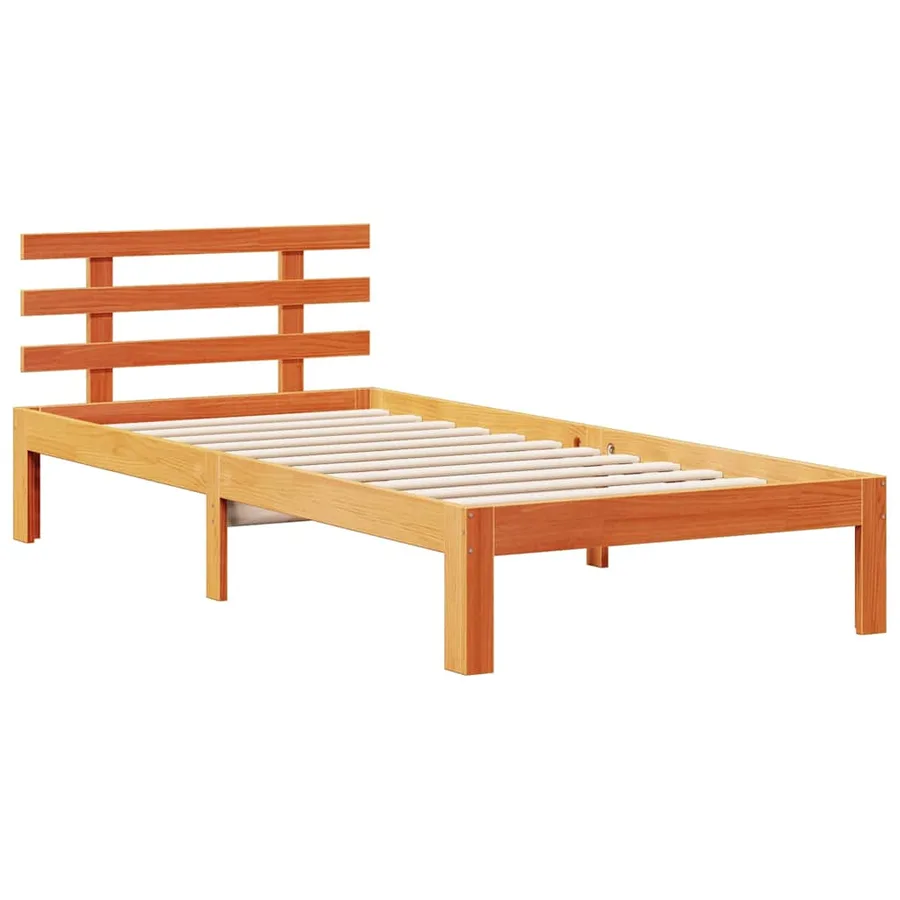 Lit bibliothèque sans matelas cire marron 75x190 cm pin massif - 7