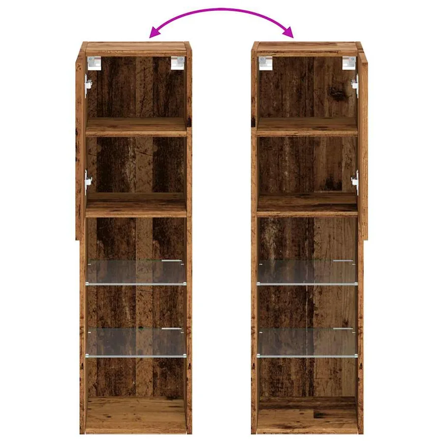 Meubles TV avec lumières LED 2 pcs vieux bois 30,5x30x102 cm - 11