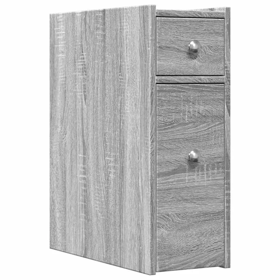 Armoire de salle de bain étroite avec roulettes sonoma gris - 2
