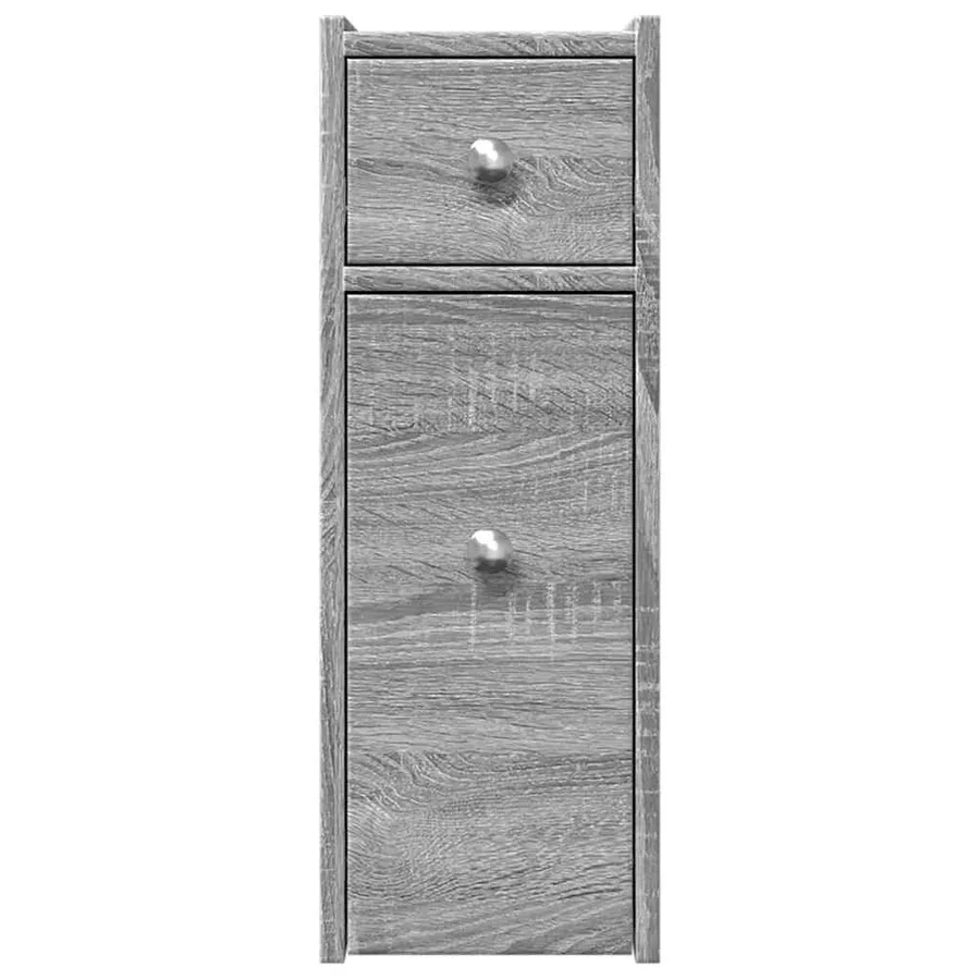 Armoire de salle de bain étroite avec roulettes sonoma gris - 4