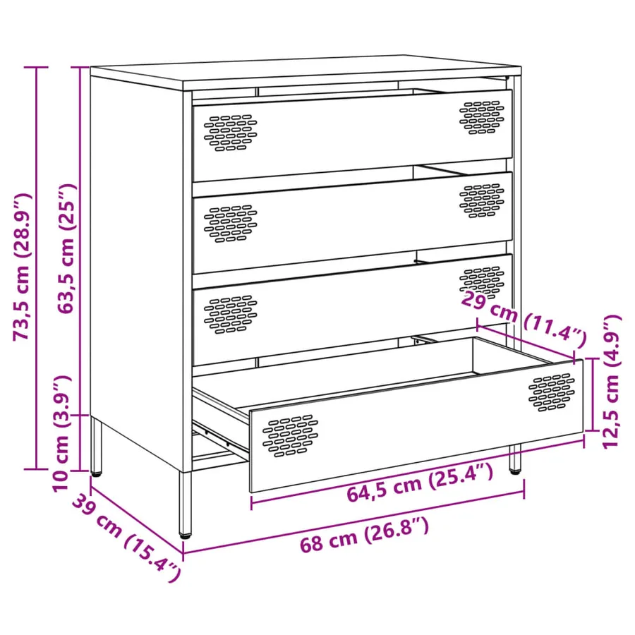 Buffet jaune moutarde 68x39x73,5 cm acier laminé à froid - 13