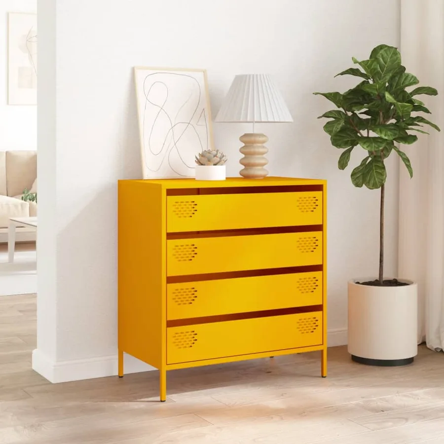 Buffet jaune moutarde 68x39x73,5 cm acier laminé à froid - 3