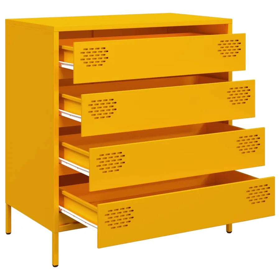 Buffet jaune moutarde 68x39x73,5 cm acier laminé à froid - 4