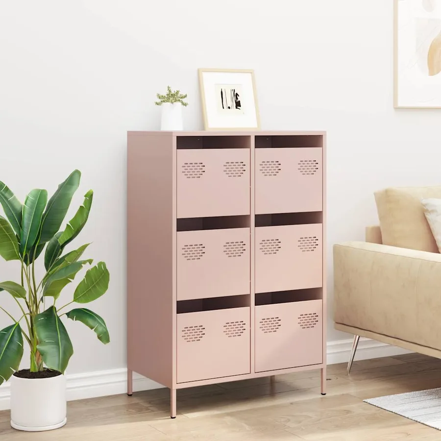 Buffet haut rose 68x39x101,5 cm acier - 3