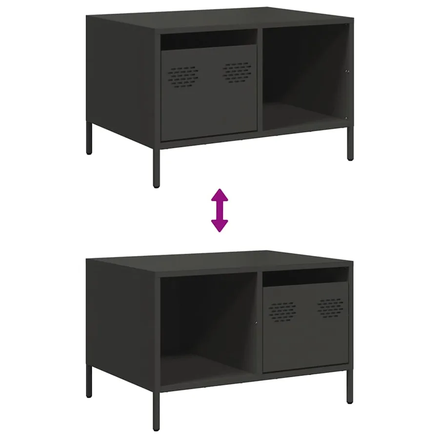 Table basse noir 68,5x50x43,5 cm acier laminé à froid - 10
