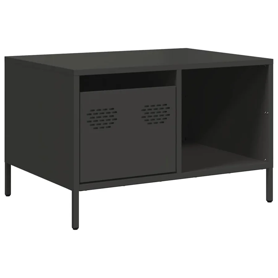 Table basse noir 68,5x50x43,5 cm acier laminé à froid - 2