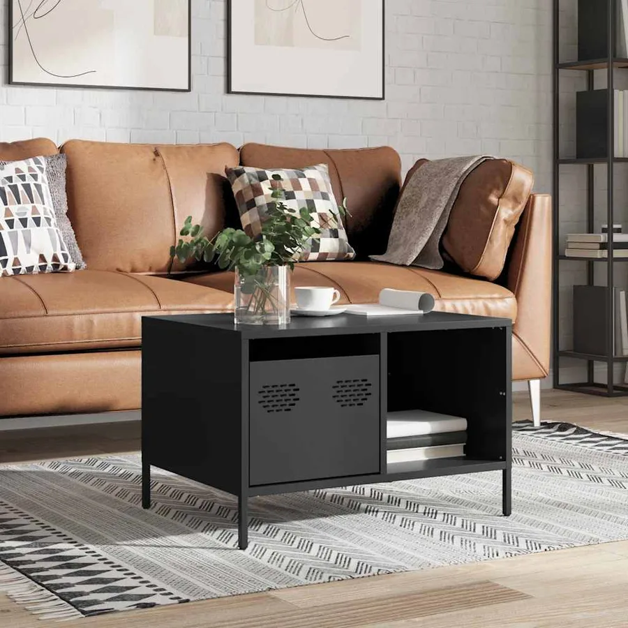Table basse noir 68,5x50x43,5 cm acier laminé à froid - 3