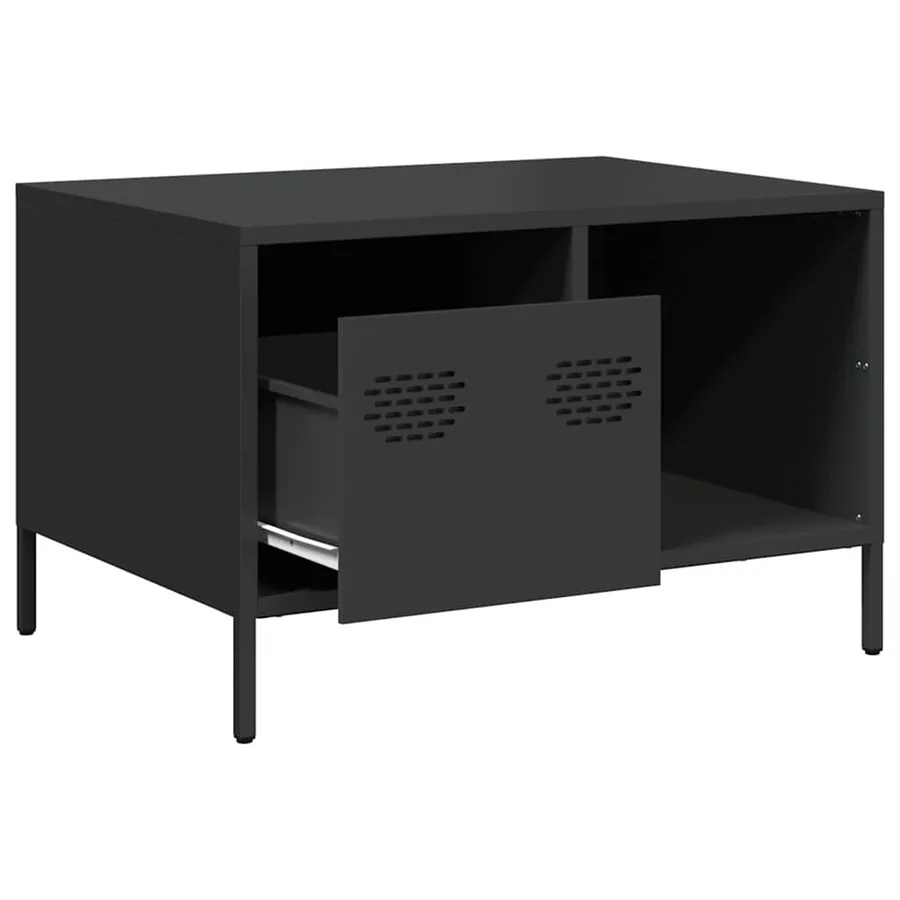 Table basse noir 68,5x50x43,5 cm acier laminé à froid - 5