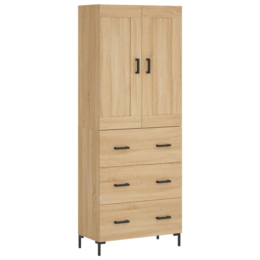 Buffet haut Chêne sonoma 69,5x34x180 cm Bois d'ingénierie - 2