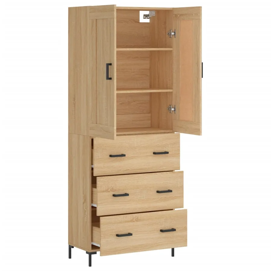 Buffet haut Chêne sonoma 69,5x34x180 cm Bois d'ingénierie - 4