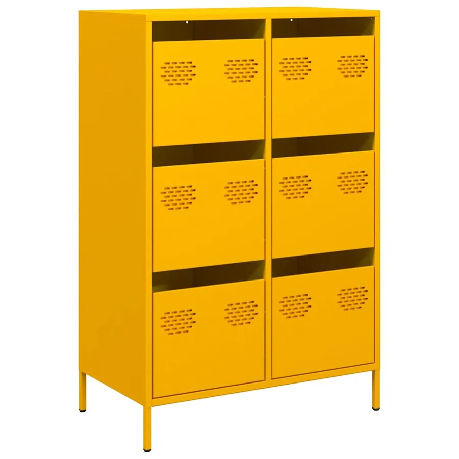 Buffet haut jaune moutarde 68x39x101,5 cm acier - 2