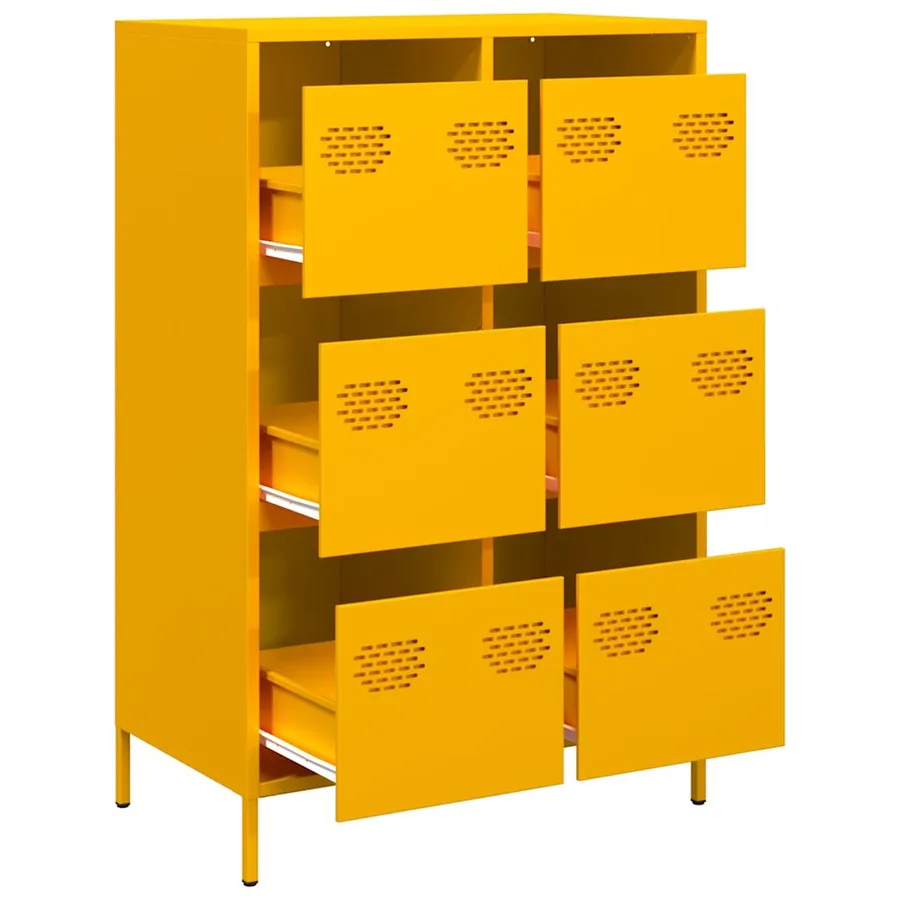 Buffet haut jaune moutarde 68x39x101,5 cm acier - 4