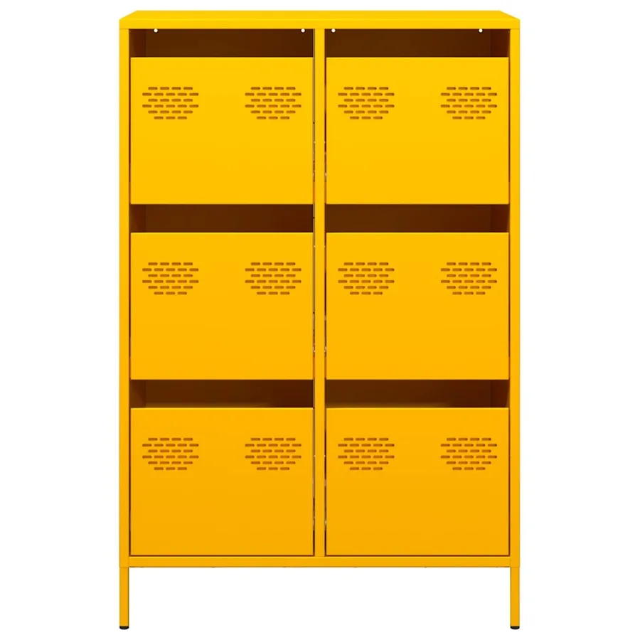 Buffet haut jaune moutarde 68x39x101,5 cm acier - 5