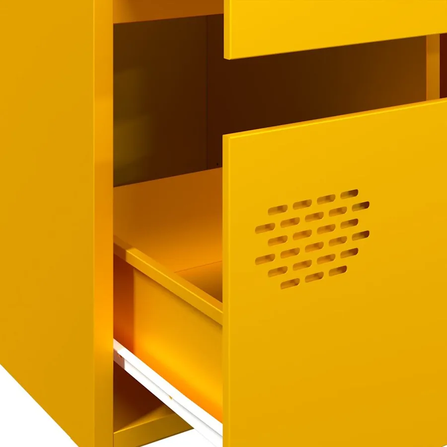 Buffet haut jaune moutarde 68x39x101,5 cm acier - 9